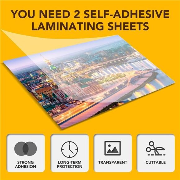 40 PCS Self-Adhesive Laminating Sheets, 9 x 12 Inches Clear Laminating Sheets - Picture 2 of 7